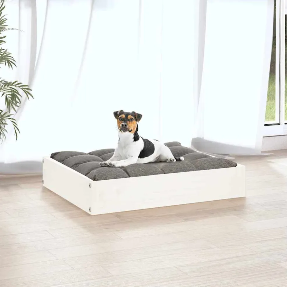 vidaXL Hondenmand 51,5x44x9 cm massief grenenhout wit