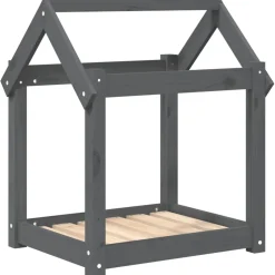 vidaXL Hondenmand 61x50x70 cm massief grenenhout grijs