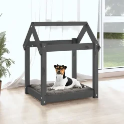 vidaXL Hondenmand 61x50x70 cm massief grenenhout grijs