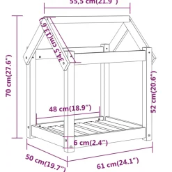 vidaXL Hondenmand 61x50x70 cm massief grenenhout grijs