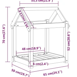 vidaXL Hondenmand 61x50x70 cm massief grenenhout honingbruin