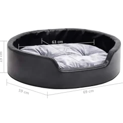 vidaXL Hondenmand 69x59x19 cm pluche en kunstleer zwart en grijs