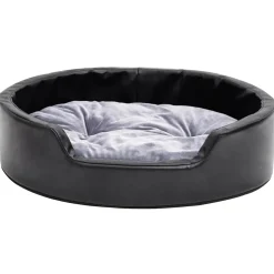 vidaXL Hondenmand 69x59x19 cm pluche en kunstleer zwart en grijs