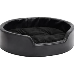 vidaXL Hondenmand 69x59x19 cm pluche en kunstleer zwart