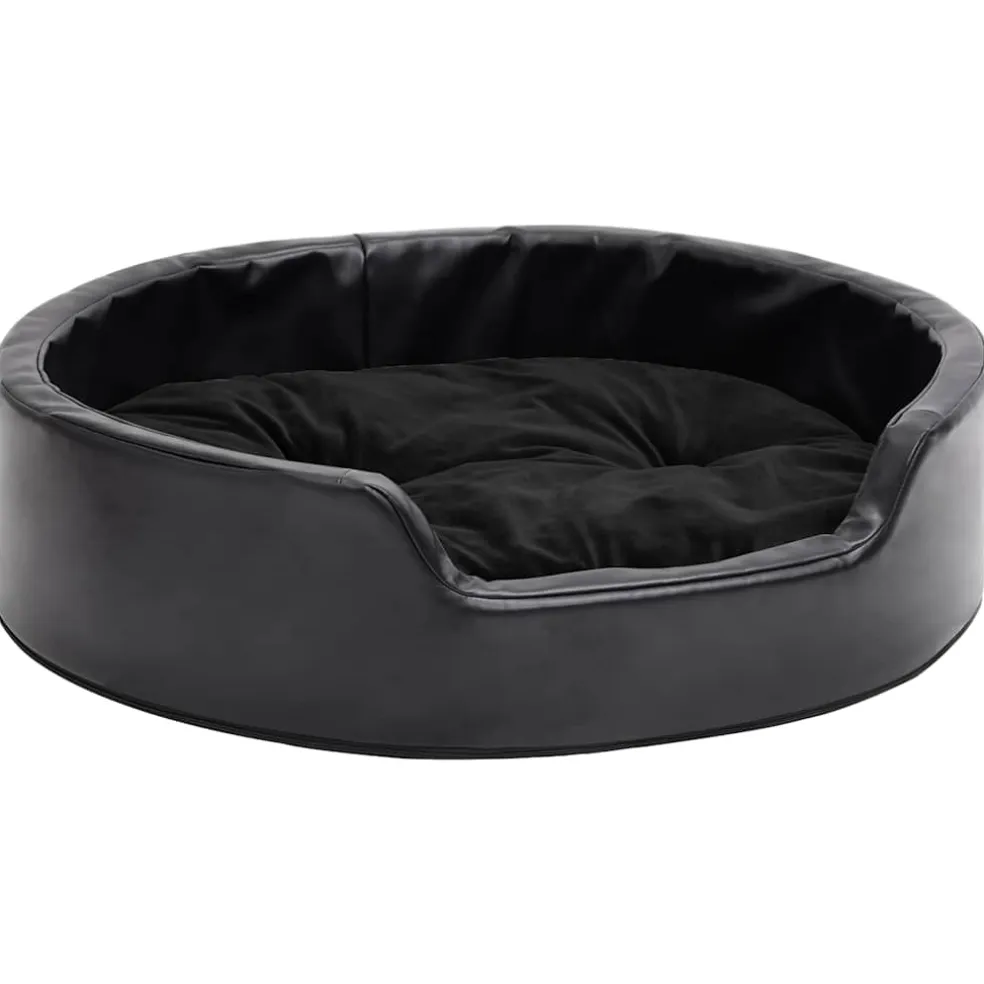 vidaXL Hondenmand 69x59x19 cm pluche en kunstleer zwart