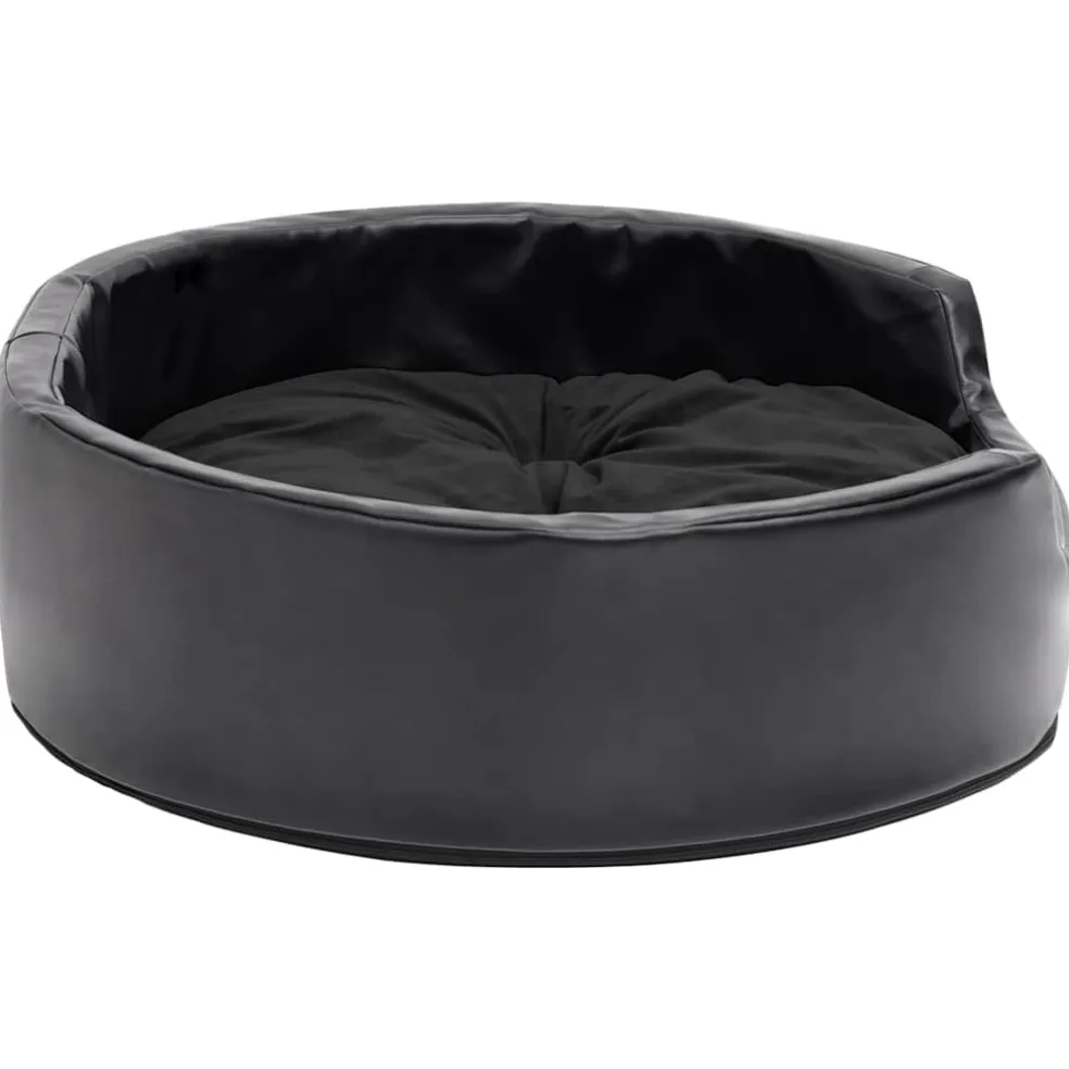 vidaXL Hondenmand 69x59x19 cm pluche en kunstleer zwart