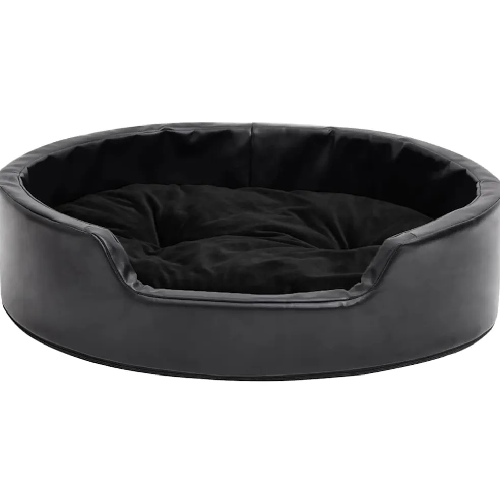 vidaXL Hondenmand 69x59x19 cm pluche en kunstleer zwart