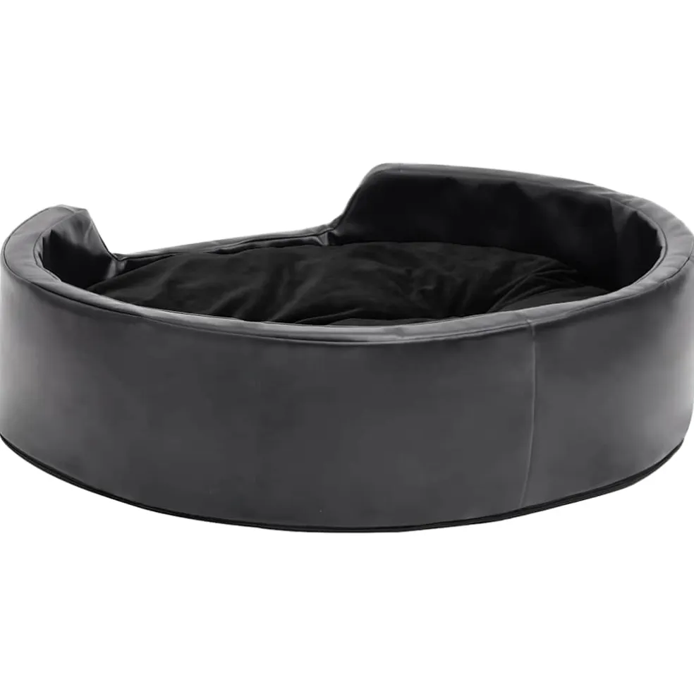 vidaXL Hondenmand 69x59x19 cm pluche en kunstleer zwart