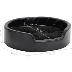 vidaXL Hondenmand 69x59x19 cm pluche en kunstleer zwart