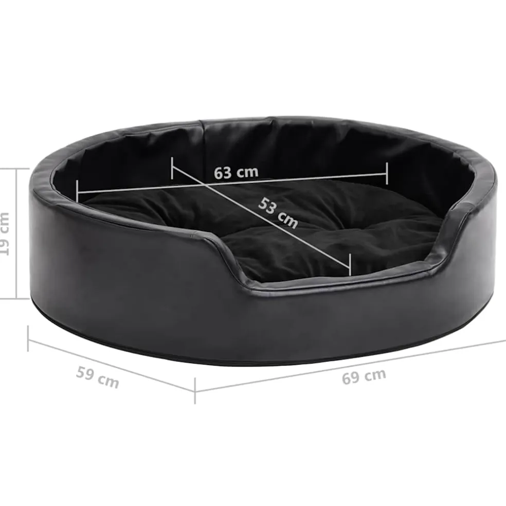 vidaXL Hondenmand 69x59x19 cm pluche en kunstleer zwart