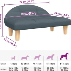 vidaXL Hondenmand 70x52x30 cm stof donkergrijs