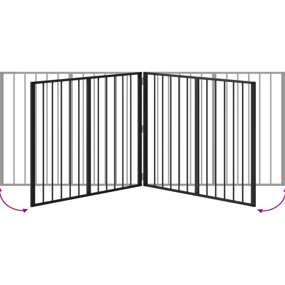 vidaXL Hondenpoort 4 st Zwart 100 x 80 cm Gegalvaniseerd staal