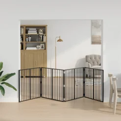 vidaXL Hondenpoort 4 st Zwart 100 x 80 cm Gegalvaniseerd staal