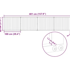 vidaXL Hondenpoort 4 st Zwart 100 x 80 cm Gegalvaniseerd staal