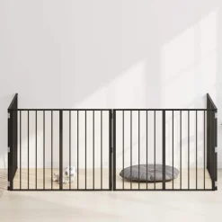 vidaXL Hondenpoort 4 st Zwart 100 x 80 cm Gegalvaniseerd staal