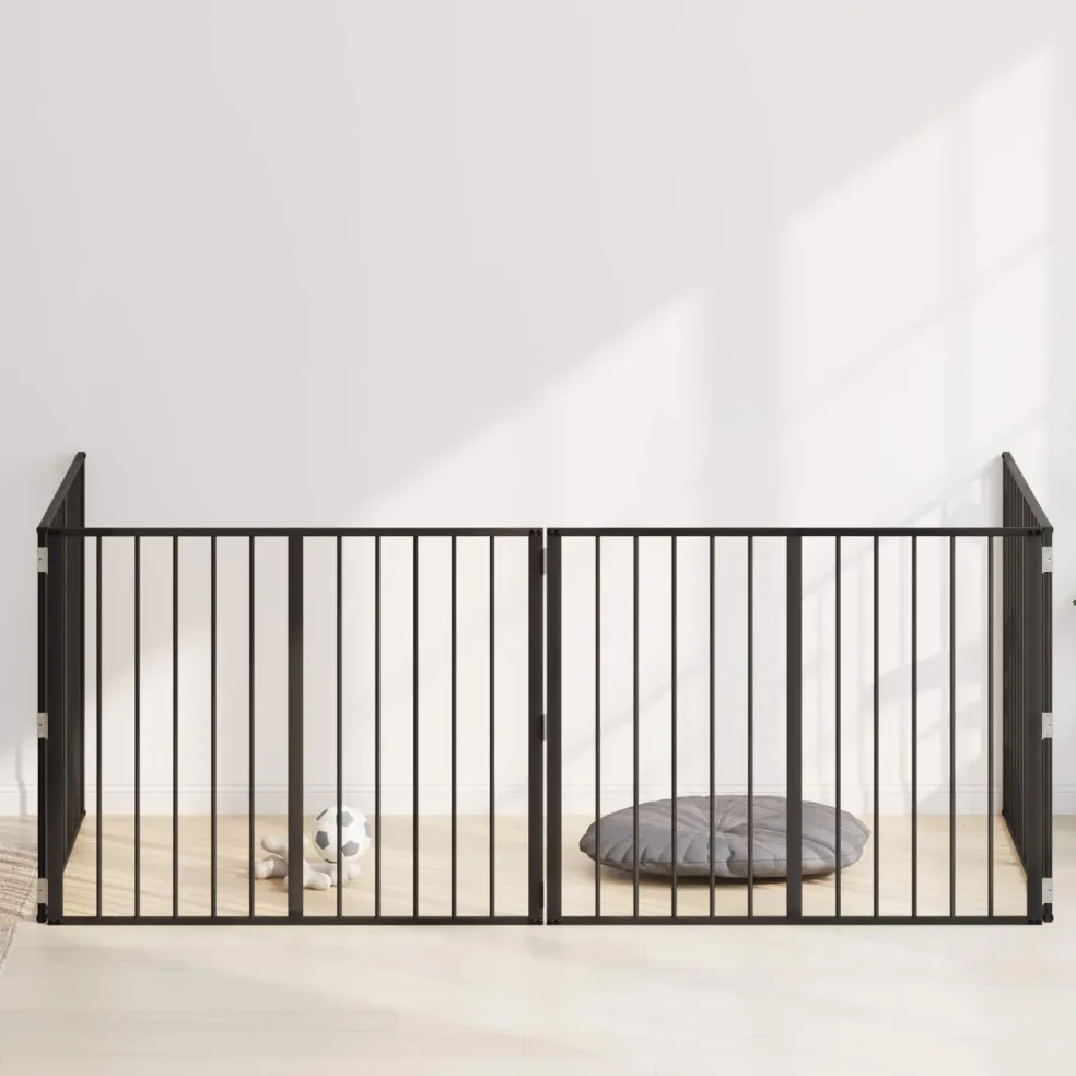 vidaXL Hondenpoort 4 st Zwart 100 x 80 cm Gegalvaniseerd staal