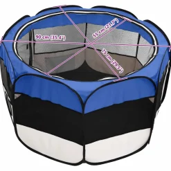 vidaXL Hondenren inklapbaar met draagtas 90x90x58 cm blauw