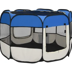 vidaXL Hondenren inklapbaar met draagtas 90x90x58 cm blauw