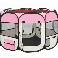vidaXL Hondenren inklapbaar met draagtas 90x90x58 cm roze