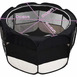 vidaXL Hondenren inklapbaar met draagtas 90x90x58 cm zwart