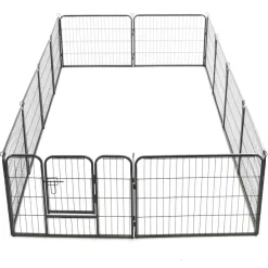 vidaXL Hondenren met 12 panelen 80x60 cm staal zwart