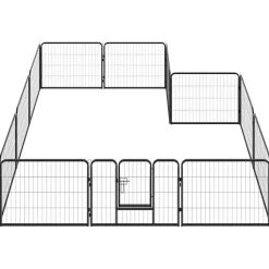 vidaXL Hondenren met 12 panelen 80x60 cm staal zwart