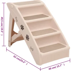 vidaXL Hondentrap inklapbaar 62x40x49,5 cm crème
