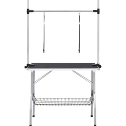 vidaXL Hondentrimtafel verstelbaar met 2 lussen en opbergschap