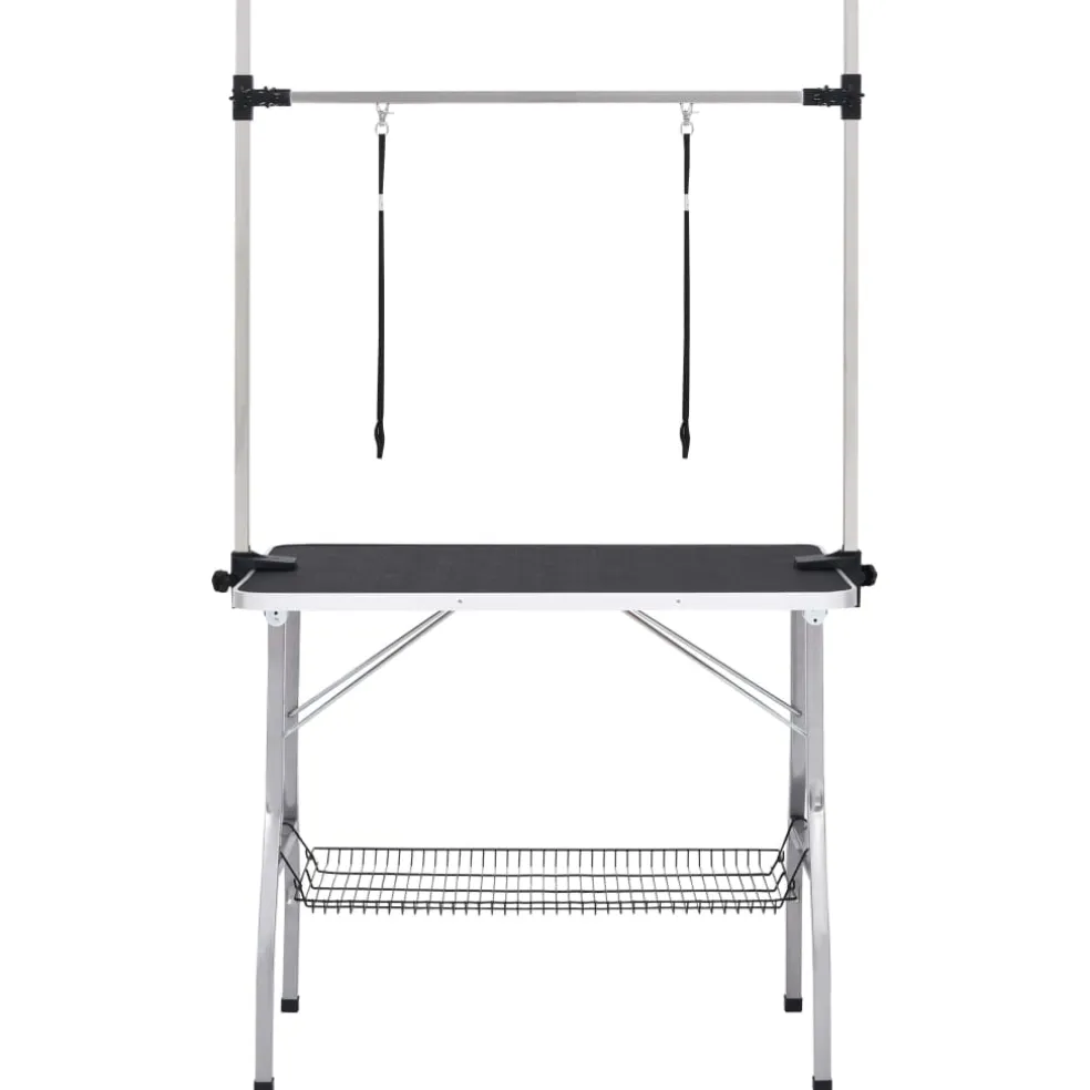 vidaXL Hondentrimtafel verstelbaar met 2 lussen en opbergschap