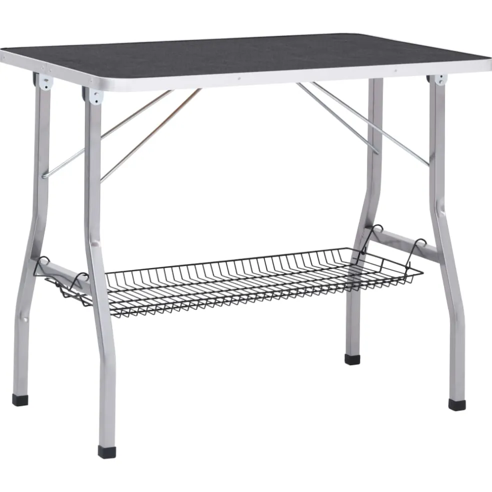 vidaXL Hondentrimtafel verstelbaar met 2 lussen en opbergschap