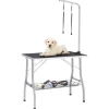 vidaXL Hondentrimtafel verstelbaar met 2 lussen en opbergschap