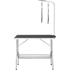vidaXL Hondentrimtafel verstelbaar met 2 lussen en opbergschap