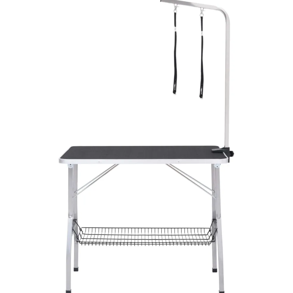 vidaXL Hondentrimtafel verstelbaar met 2 lussen en opbergschap