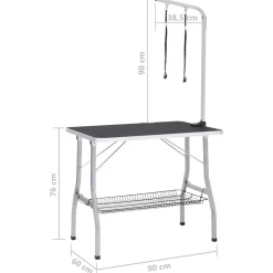 vidaXL Hondentrimtafel verstelbaar met 2 lussen en opbergschap
