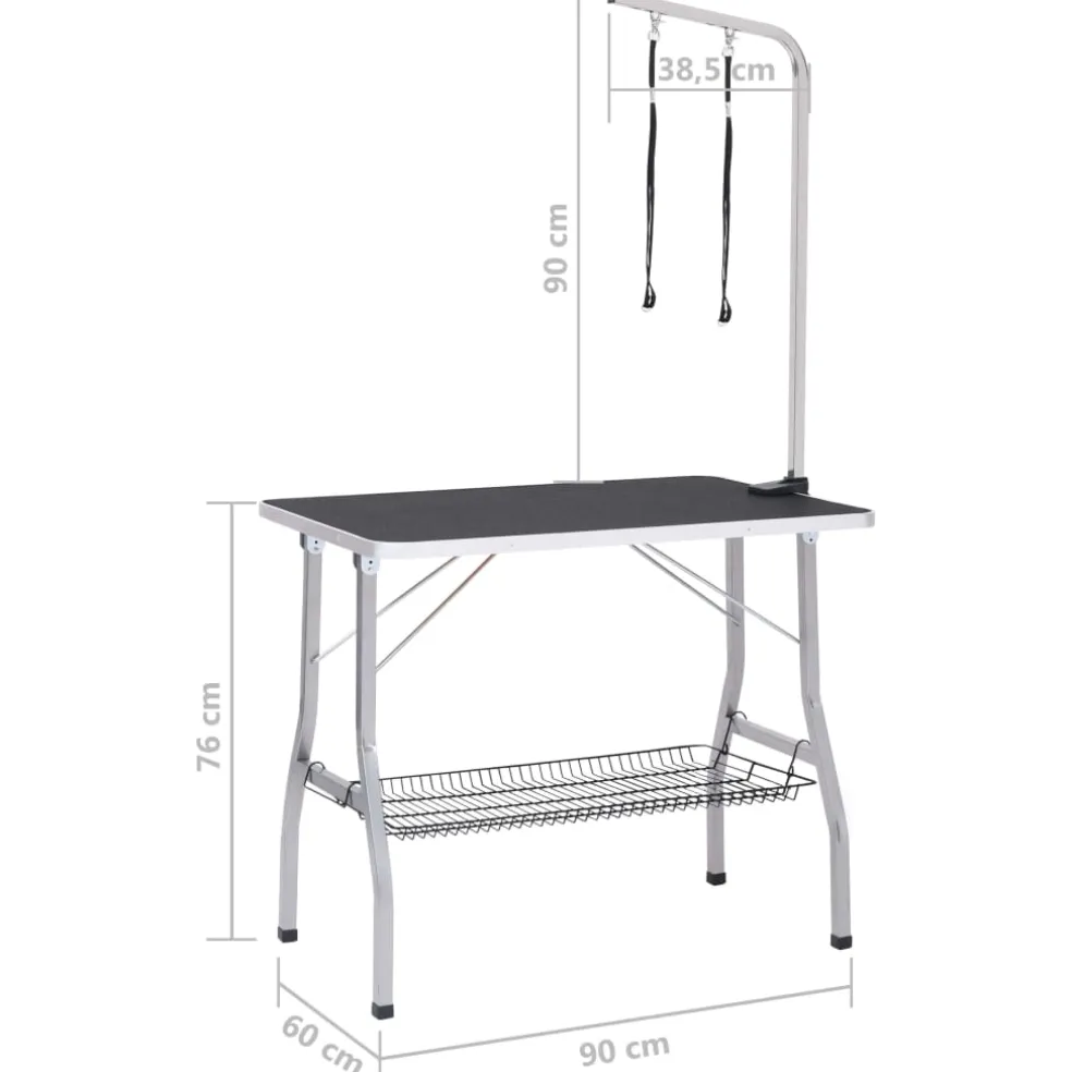 vidaXL Hondentrimtafel verstelbaar met 2 lussen en opbergschap