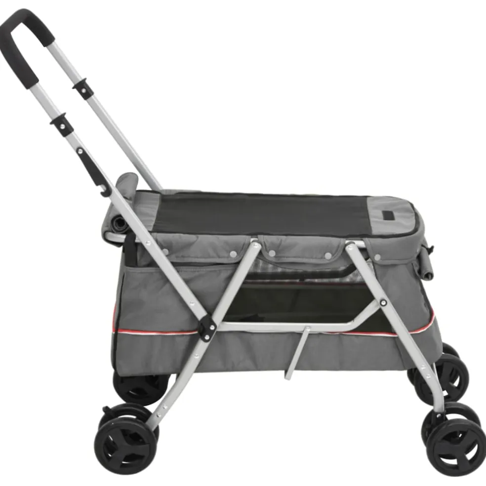 vidaXL Hondenwagen inklapbaar 100x49x96 cm linnenstof grijs