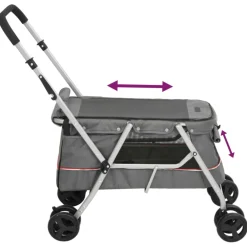vidaXL Hondenwagen inklapbaar 100x49x96 cm linnenstof grijs