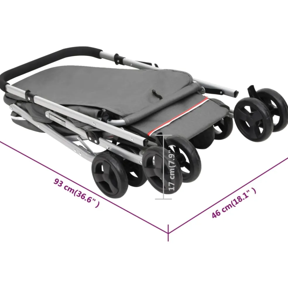 vidaXL Hondenwagen inklapbaar 100x49x96 cm linnenstof grijs