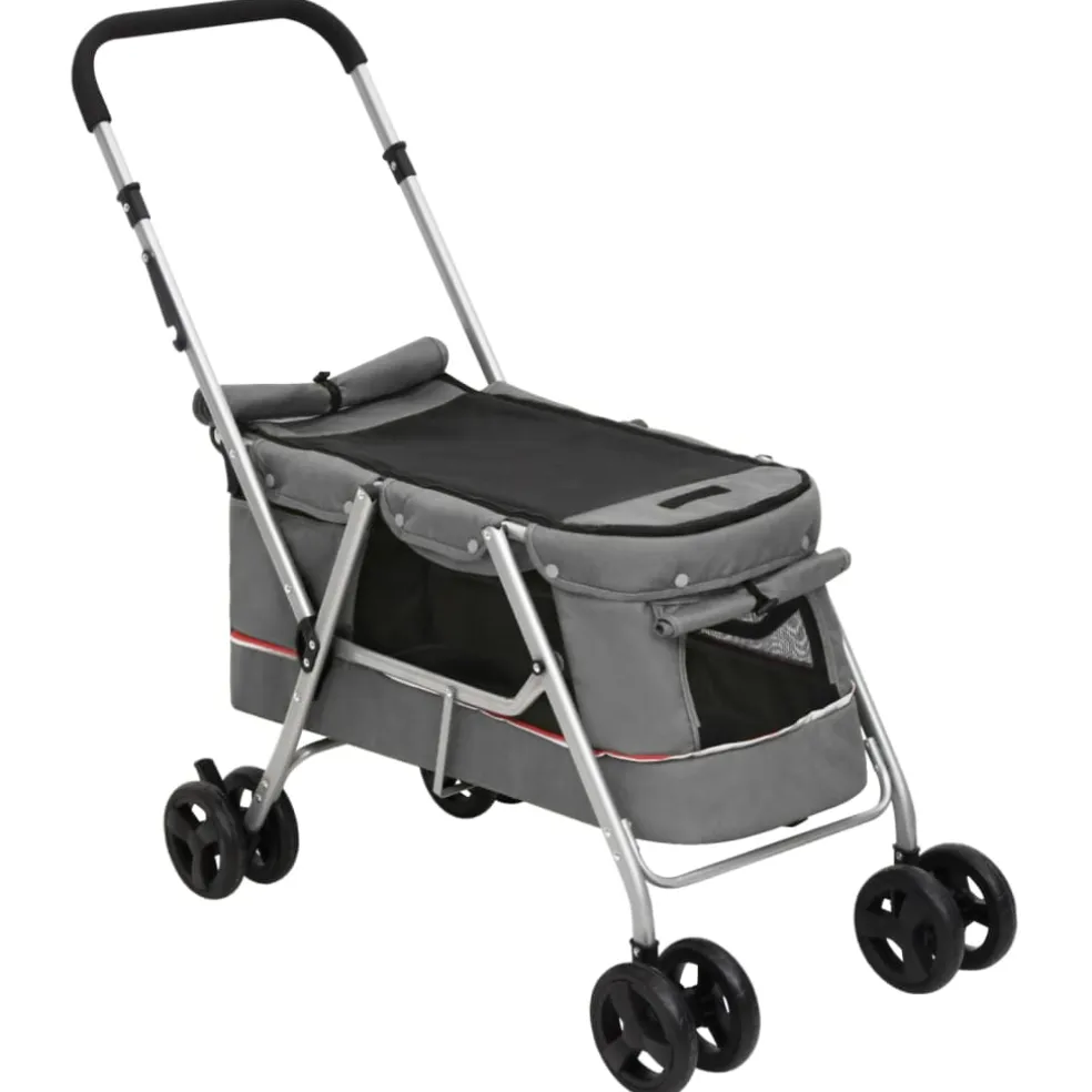 vidaXL Hondenwagen inklapbaar 100x49x96 cm linnenstof grijs