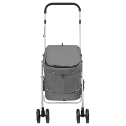 vidaXL Hondenwagen inklapbaar 100x49x96 cm linnenstof grijs