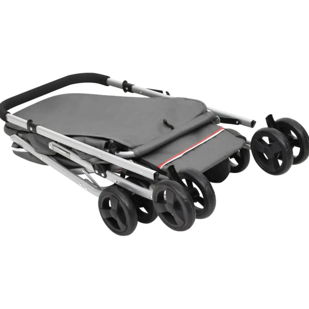 vidaXL Hondenwagen inklapbaar 100x49x96 cm linnenstof grijs
