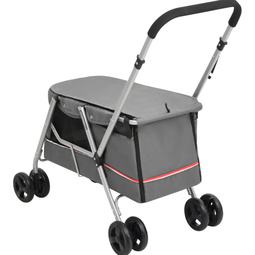 vidaXL Hondenwagen inklapbaar 100x49x96 cm linnenstof grijs