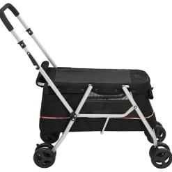 vidaXL Hondenwagen inklapbaar 100x49x96 cm linnenstof zwart