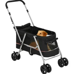 vidaXL Hondenwagen inklapbaar 100x49x96 cm linnenstof zwart