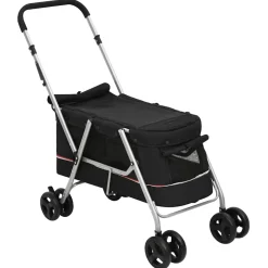 vidaXL Hondenwagen inklapbaar 100x49x96 cm linnenstof zwart