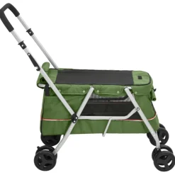 vidaXL Hondenwagen inklapbaar 100x49x96 cm linnenstof groen
