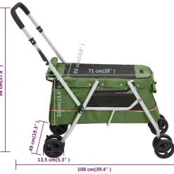 vidaXL Hondenwagen inklapbaar 100x49x96 cm linnenstof groen