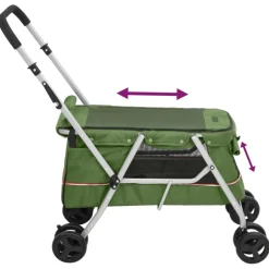 vidaXL Hondenwagen inklapbaar 100x49x96 cm linnenstof groen