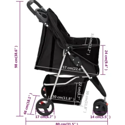 vidaXL Hondenwagen inklapbaar 80x46x98 cm oxford stof zwart