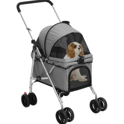 vidaXL Hondenwagen inklapbaar 76x50x100 cm oxford stof grijs